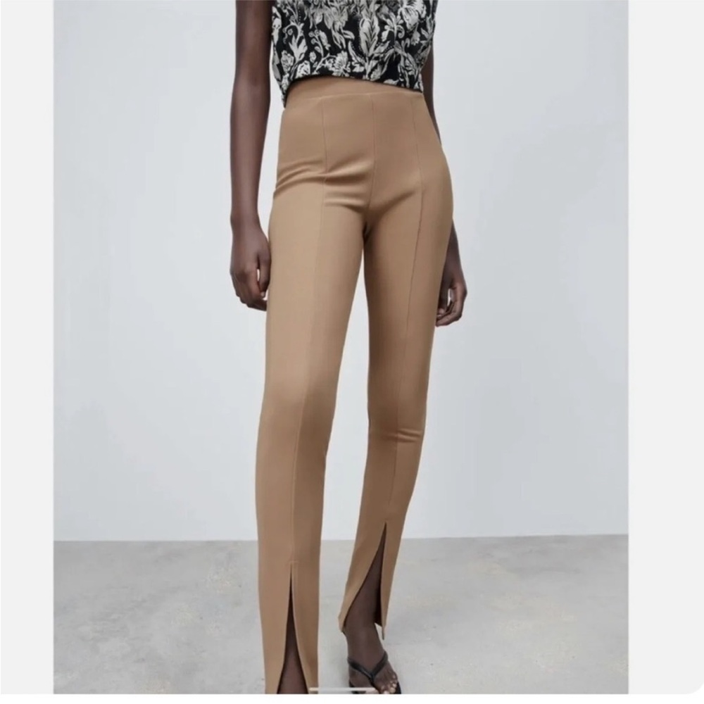 Zara Tan Skinny Pants with Slit